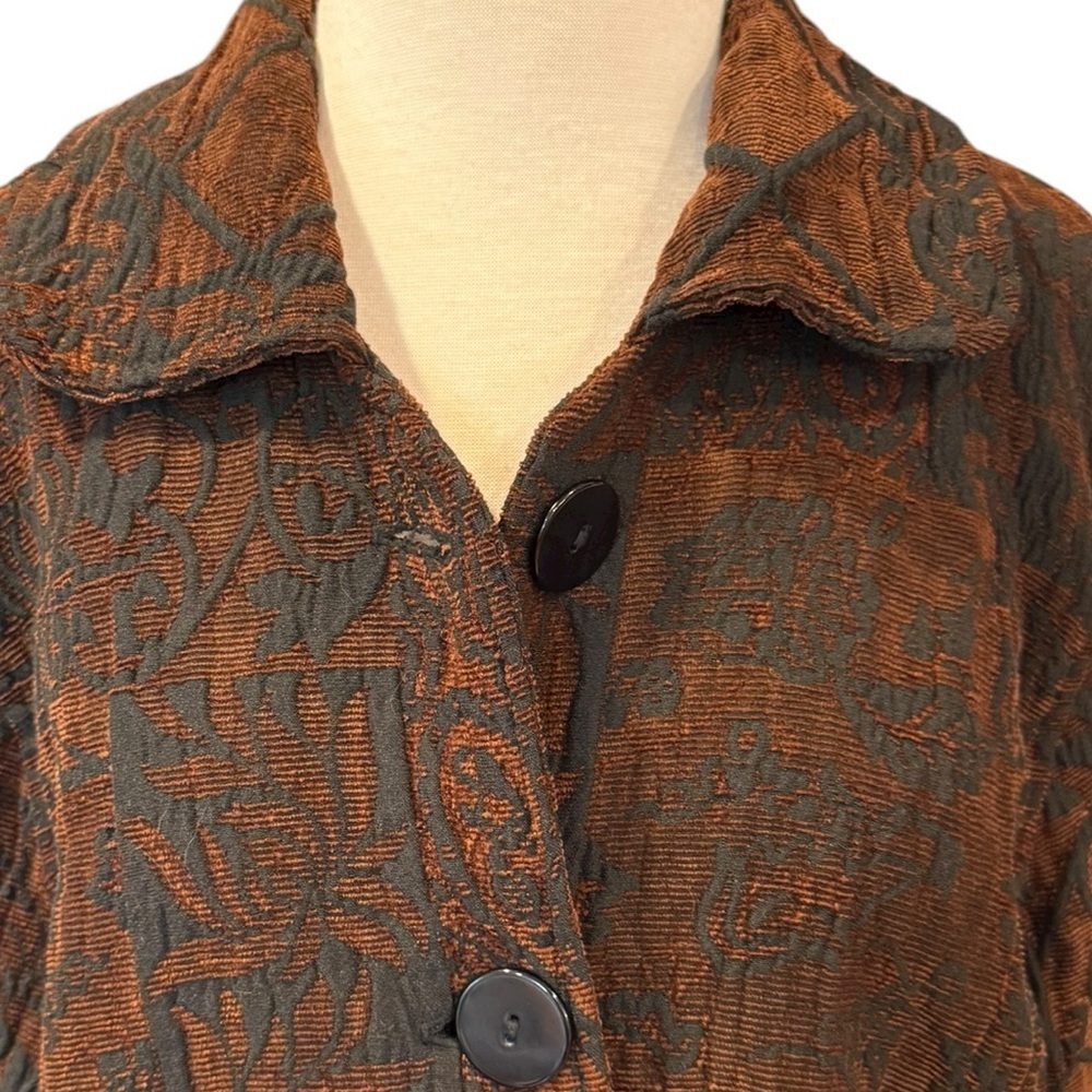 Vintage CMC Color Me Cotton Tapestry Jacquard Jacket Blazer Brown Black Large - Picture 5 of 12